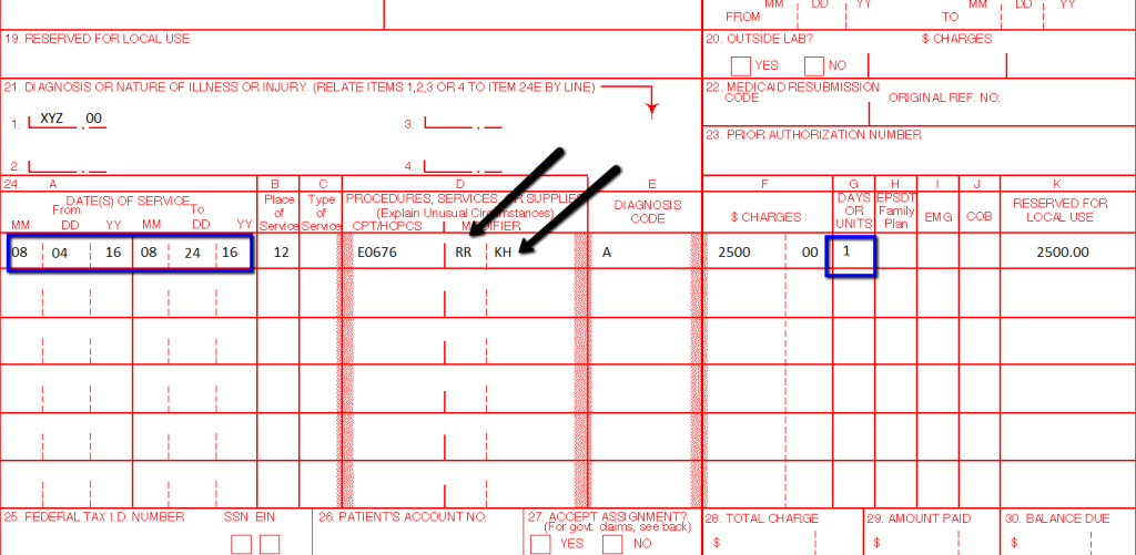 billing for durable medical equipment services